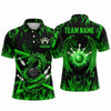 Maxcorners Bowling Polo Shirt Dragon Flames Winged Ball Pins Personalized Custom Team Player Name Apparel (4 Color)