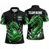 Maxcorners Bowling Polo Shirt Coiled Dragon Smoke Mist Ball Pins Multi Options Personalized Name, Team Name Unisex 3D Shirt (4 Colors)