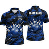 Maxcorners Bowling Polo Shirt Camouflage Pattern Geometric Angular Splatter Ball Pins Multi Options Personalized Name, Team Name Unisex 3D Shirt (4 Colors)