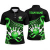 Maxcorners Bowling Polo Shirt Curved Ribbon Flow Sparkles Stars Graphic Ball Pins Multi Options Personalized Name, Team Name Unisex 3D Shirt (4 Colors)