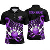 Maxcorners Bowling Polo Shirt Curved Ribbon Flow Sparkles Stars Graphic Ball Pins Multi Options Personalized Name, Team Name Unisex 3D Shirt (4 Colors)