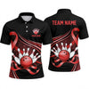 Maxcorners Bowling Polo Shirt Curved Ribbon Flow Sparkles Stars Graphic Ball Pins Multi Options Personalized Name, Team Name Unisex 3D Shirt (4 Colors)