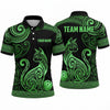 Maxcorners Bowling Polo Shirt Tribal Tattoo Pattern Cat Silhouette Feline Mascot Ball Pins Multi Options Personalized Name, Team Name Unisex 3D Shirt (4 Colors)