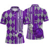 Maxcorners Bowling Polo Shirt Argyle Pattern Stripes Giant Pin Ball Personalized Custom Team Player Name Apparel (4 Color)