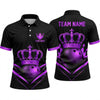 Maxcorners Bowling Polo Shirt Royal Crown Tiara King Queen Geometric Lines Ball Pins Multi Options Personalized Name, Team Name Unisex 3D Shirt (4 Colors)