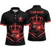Maxcorners Bowling Polo Shirt Royal Crown Tiara King Queen Geometric Lines Ball Pins Multi Options Personalized Name, Team Name Unisex 3D Shirt (4 Colors)