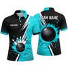 Maxcorners Bowling Polo Shirt Two Tone Split Paint Splash Ink Halftone Dots Ball Pins Multi Options Personalized Name, Team Name Unisex 3D Shirt (4 Colors)