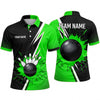 Maxcorners Bowling Polo Shirt Two Tone Split Paint Splash Ink Halftone Dots Ball Pins Multi Options Personalized Name, Team Name Unisex 3D Shirt (4 Colors)