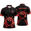 Maxcorners Bowling Polo Shirt Ink Splatter Splash Diamonds Pattern Ball Pins Personalized Custom Team Player Name Apparel (4 Color)
