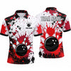 Maxcorners Bowling Polo Shirt Ink Paint Splatter Splash Grunge Texture Effect Ball Pins Multi Options Personalized Name, Team Name Unisex 3D Shirt (4 Colors)