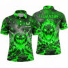 Maxcorners Bowling Polo Shirt Molten Lava Monster Face Cracked Rocks Flaming Aura Ball Pins Multi Options Personalized Name, Team Name Unisex 3D Shirt (4 Colors)