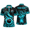 Maxcorners Bowling Polo Shirt Fire Dragon Breath Smoke Ball Pins Personalized Custom Team Player Name Apparel (4 Color)