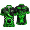 Maxcorners Bowling Polo Shirt Fire Dragon Breath Smoke Ball Pins Personalized Custom Team Player Name Apparel (4 Color)