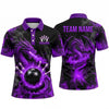 Maxcorners Bowling Polo Shirt Fire Dragon Breath Smoke Ball Pins Personalized Custom Team Player Name Apparel (4 Color)