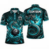 Maxcorners Bowling Polo Shirt Coiled Dragon Flames Mystic Energy Claws Claw Marks Ball Pins Multi Options Personalized Name, Team Name Unisex 3D Shirt (4 Colors)