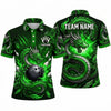 Maxcorners Bowling Polo Shirt Coiled Dragon Flames Mystic Energy Claws Claw Marks Ball Pins Multi Options Personalized Name, Team Name Unisex 3D Shirt (4 Colors)