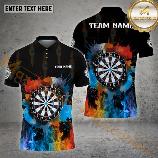 Maxcorners  Darts Colorful Dartboard Personalized Name, Team Name 3D Polo Shirt (4 Colors)