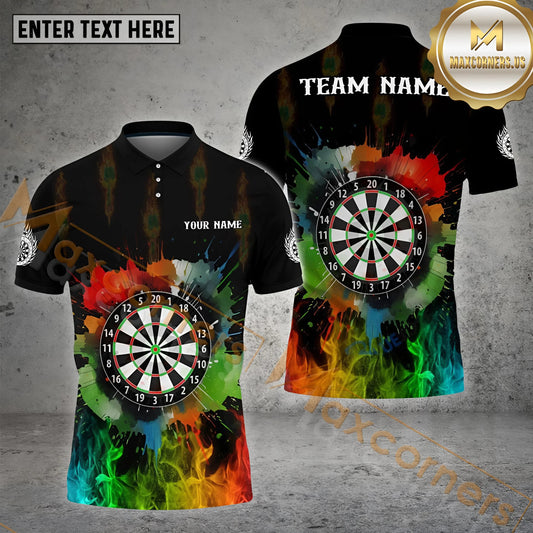 Maxcorners  Darts Colorful Dartboard Personalized Name, Team Name 3D Polo Shirt (4 Colors)