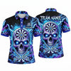 Maxcorners Darts Polo Shirt Screaming Skull Glowing Eyes Lightning Strike Shattered Glass Target Board Multi Options Personalized Name, Team Name Unisex 3D Shirt (4 Colors)