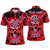 Maxcorners Darts Polo Shirt Screaming Skull Glowing Eyes Lightning Strike Shattered Glass Target Board Multi Options Personalized Name, Team Name Unisex 3D Shirt (4 Colors)