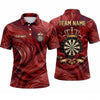 Maxcorners Darts Polo Shirt Marble Texture Swirl Fluid Waves Golden Royal Crown Frame Target Board Multi Options Personalized Name, Team Name Unisex 3D Shirt (5 Colors)