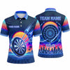 Maxcorners Darts Polo Shirt Retro Synthwave Sunset Palm Trees City Skyline Grid Target Board Multi Options Personalized Name, Team Name Unisex 3D Shirt (5 Colors)