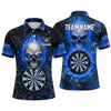 Maxcorners Darts Polo Shirt Screaming Skull Fiery Aura Lightning Strike Sparks Target Board Multi Options Personalized Name, Team Name Unisex 3D Shirt (5 Colors)