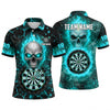 Maxcorners Darts Polo Shirt Screaming Skull Fiery Aura Lightning Strike Sparks Target Board Multi Options Personalized Name, Team Name Unisex 3D Shirt (5 Colors)