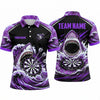 Maxcorners Darts Polo Shirt Angry Shark Open Mouth Ocean Waves Splatter Target Board Multi Options Personalized Name, Team Name Unisex 3D Shirt (4 Colors)