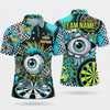 Maxcorners Darts Polo Shirt Crazy Eyeball Monster Character Sneaker Shoes Checkered Pattern Target Board Multi Options Personalized Name, Team Name Unisex 3D Shirt (5 Colors)