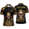 Maxcorners Darts Polo Shirt Crowned Skull King Crossed Arrows Dripping Slime Graffiti Target Board Multi Options Personalized Name, Team Name Unisex 3D Shirt (5 Colors)