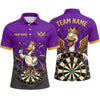 Maxcorners Darts Polo Shirt Royal Crown Duck Mascot Cloak Ribbon Wings Target Board Multi Options Personalized Name, Team Name Unisex 3D Shirt (4 Colors)