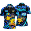 Maxcorners Darts Polo Shirt Cute Cool Duck Mascot Cap Sunglasses Graffiti Splatter Target Board Multi Options Personalized Name, Team Name Unisex 3D Shirt (5 Colors)