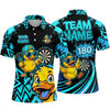 Maxcorners Darts Polo Shirt Cute Cool Duck Mascot Cap Sunglasses Graffiti Splatter Target Board Multi Options Personalized Name, Team Name Unisex 3D Shirt (5 Colors)