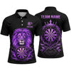 Maxcorners Darts Polo Shirt Royal Crowned Lion King Mane Crest Emblem Target Board Multi Options Personalized Name, Team Name Unisex 3D Shirt (5 Colors)