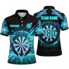 Maxcorners Darts Polo Shirt Let's Play Darts Text Retro Synthwave Grid Neon Rays Target Board Multi Options Personalized Name, Team Name Unisex 3D Shirt (5 Colors)