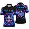 Maxcorners Darts Polo Shirt Let's Play Darts Text Retro Synthwave Grid Neon Rays Target Board Multi Options Personalized Name, Team Name Unisex 3D Shirt (5 Colors)