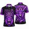 Maxcorners Darts Polo Shirt Powerful Roaring Lion King Mane Lightning Burst Target Board Multi Options Personalized Name, Team Name Unisex 3D Shirt (5 Colors)