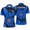 Maxcorners Darts Polo Shirt Flying Phoenix Wings Spread Flaming Feathers Glowing Target Board Multi Options Personalized Name, Team Name Unisex 3D Shirt (5 Colors)
