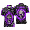 Maxcorners Darts Polo Shirt Fiery Skull Glowing Eyes Camo Texture Ring Aura Target Board Multi Options Personalized Name, Team Name Unisex 3D Shirt (5 Colors)