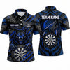 Maxcorners Darts Polo Shirt Angry Howling Wolf Mascot Claws Camo Pattern Smoke Target Board Multi Options Personalized Name, Team Name Unisex 3D Shirt (5 Colors)