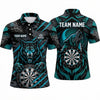 Maxcorners Darts Polo Shirt Angry Howling Wolf Mascot Claws Camo Pattern Smoke Target Board Multi Options Personalized Name, Team Name Unisex 3D Shirt (5 Colors)