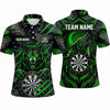 Maxcorners Darts Polo Shirt Angry Howling Wolf Mascot Claws Camo Pattern Smoke Target Board Multi Options Personalized Name, Team Name Unisex 3D Shirt (5 Colors)