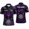 Maxcorners Darts Polo Shirt Angry Howling Wolf Mascot Claws Camo Pattern Smoke Target Board Multi Options Personalized Name, Team Name Unisex 3D Shirt (5 Colors)