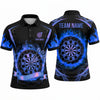 Maxcorners Darts Polo Shirt Flaming Wavy Aura Swirl Ribbon Target Board Multi Options Personalized Name, Team Name Unisex 3D Shirt (5 Colors)