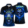 Maxcorners Darts Polo Shirt Fiery Skull Glowing Eyes Wall Crack Flames Target Board Multi Options Personalized Name, Team Name Unisex 3D Shirt (5 Colors)