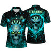 Maxcorners Darts Polo Shirt Fiery Skull Glowing Eyes Wall Crack Flames Target Board Multi Options Personalized Name, Team Name Unisex 3D Shirt (5 Colors)