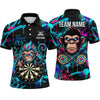 Maxcorners Darts Polo Shirt Funny Monkey Chimp Mascot Street Art Graffiti Paint Splatter Target Board Multi Options Personalized Name, Team Name Unisex 3D Shirt (5 Colors)