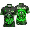 Maxcorners Darts Polo Shirt Grim Reaper Hooded Skull Glowing Eyes Fiery Smoke Lightning Target Board Multi Options Personalized Name, Team Name Unisex 3D Shirt (5 Colors)