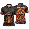 Maxcorners Darts Polo Shirt Grim Reaper Hooded Skull Glowing Eyes Fiery Smoke Lightning Target Board Multi Options Personalized Name, Team Name Unisex 3D Shirt (5 Colors)